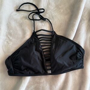 No Boundaries Black Strappy Halter Bikini Top
